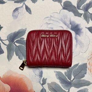 Miu Miu Red Quilted Compact Wallet